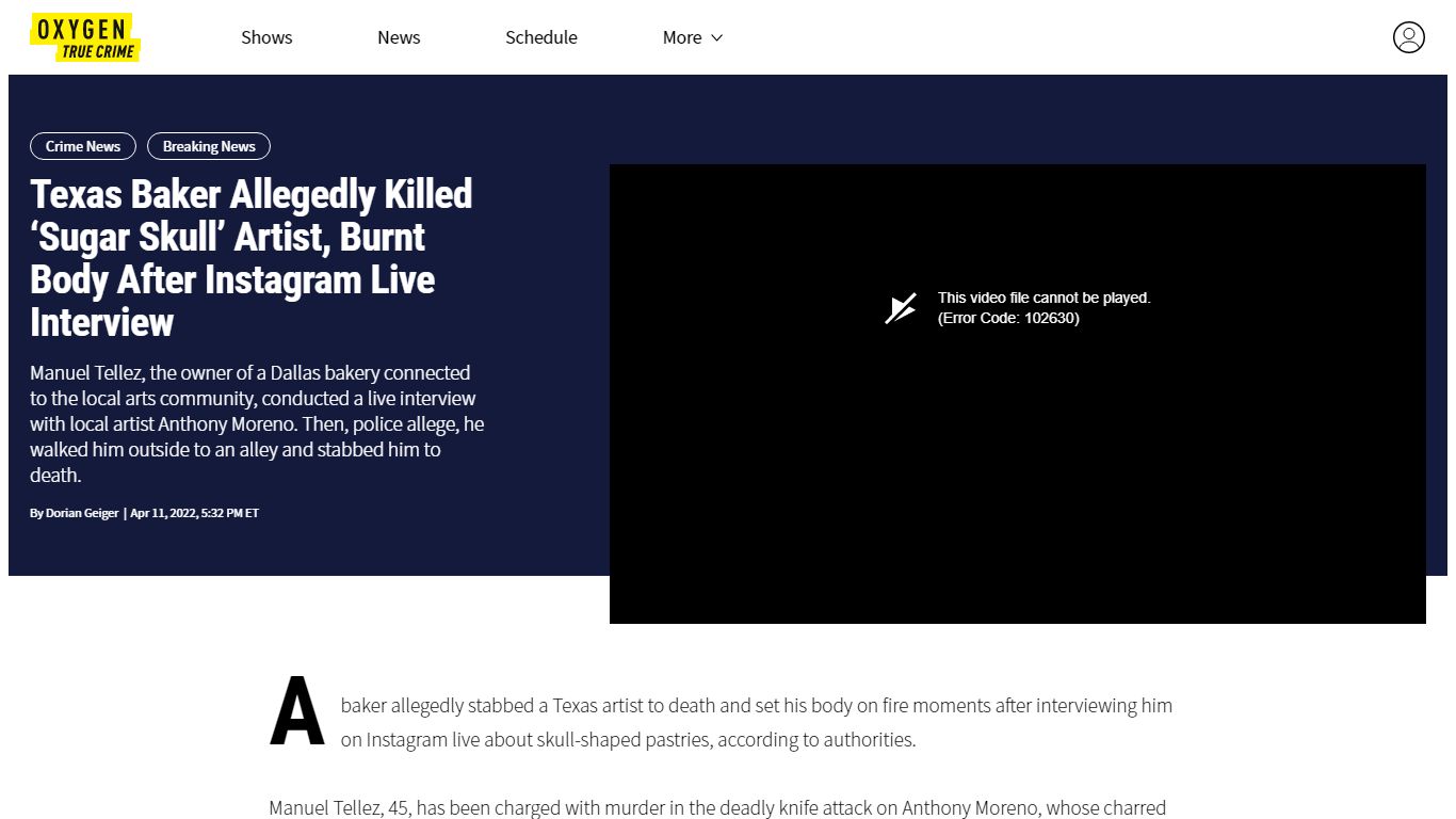 Baker Manuel Tellez Charged In Artist Anthony Moreno's Death | Crime News
